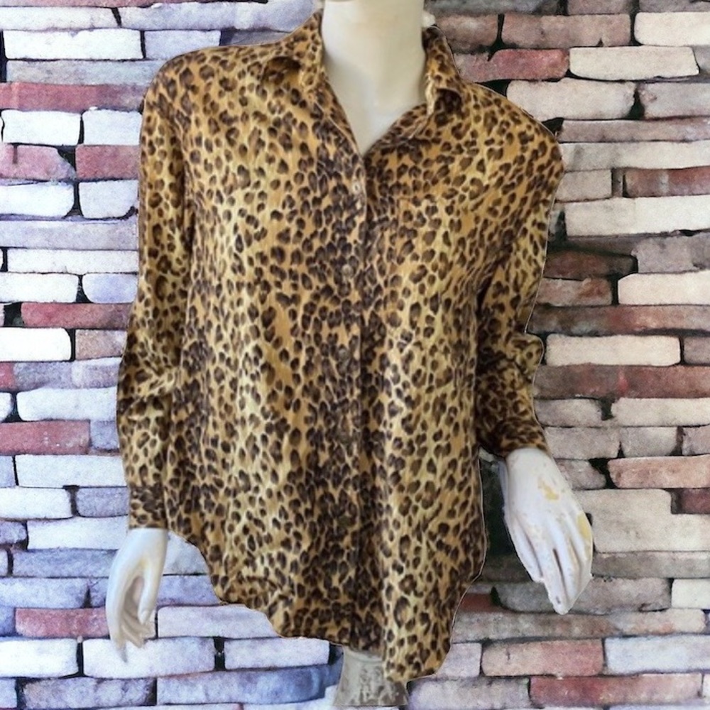 Liz Claiborne Liz Wear vintage leopard cheetah print bohemian style SP